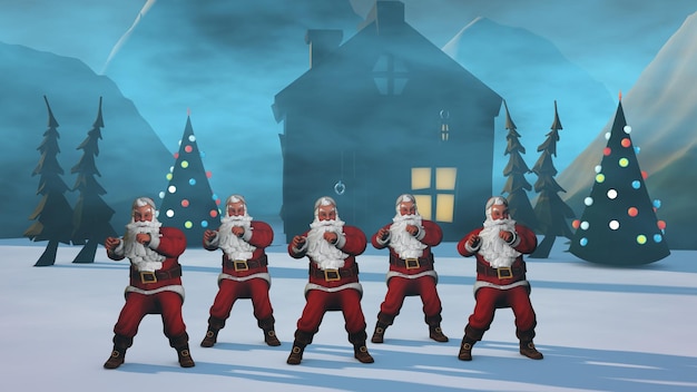Feliz Natal Papai Noel está dançando renderização em 3d