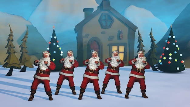 Feliz Natal Papai Noel está dançando renderização em 3d