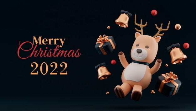 Foto feliz navidad 2022 saludos con renos