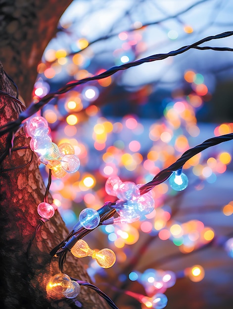 Feliz Navidad La alegre celebración Decoraciones navideñas y fondo de invierno nevado