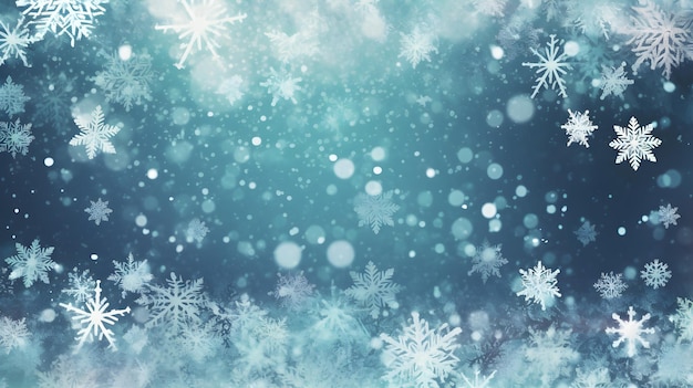 Feliz Navidad copos de nieve de fondo cayendo en azulejos azules