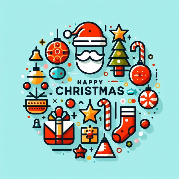 Foto feliz navidad diseño plano de arte vectorial