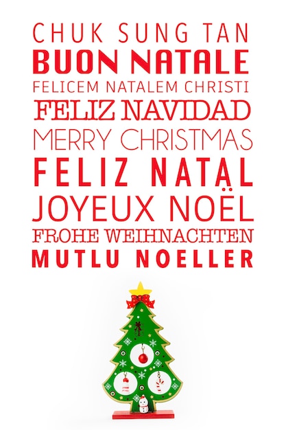 Feliz Navidad escrito en muchos idiomas diferentes.