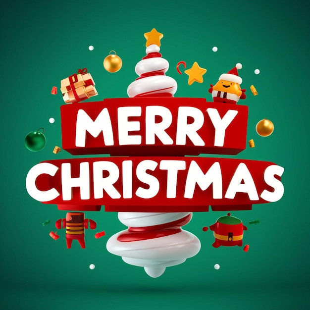Feliz Navidad con fondo realista en 3D