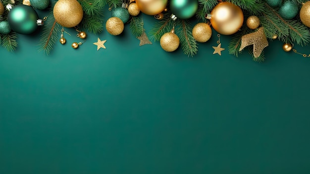 Feliz Navidad ornamento planta regalo verde fondo liso borde arreglo