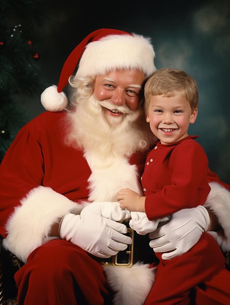 Foto feliz navidad papá noel con un niño