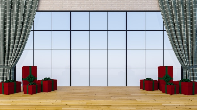 Feliz Navidad y próspero año nuevo con decoración de fondo para renderizado 3D de productos publicitarios