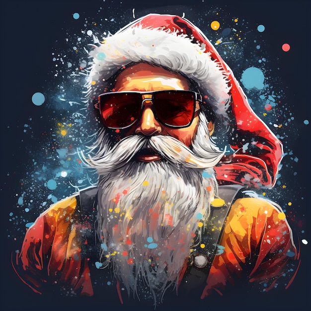 Feliz Navidad Santa Claus estilo retro generado por IA