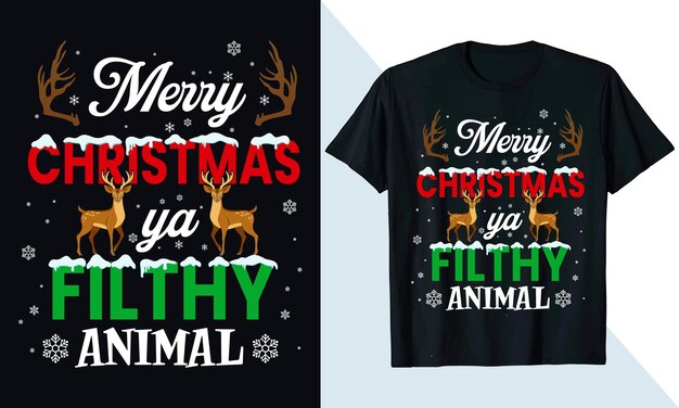 Feliz Navidad Ya Animales Sucios T-Shirt de Navidad Divertido Template de Diseño
