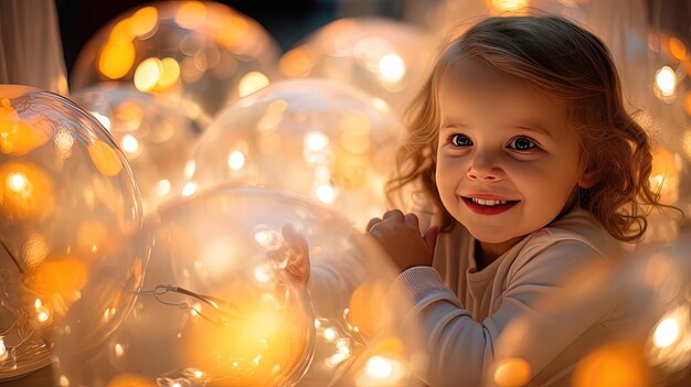 Foto feliz noche de los niños luces generación de ia