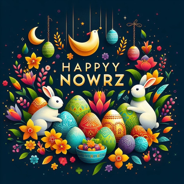 feliz nowruz cartel volante estandarte y nowruz fondo