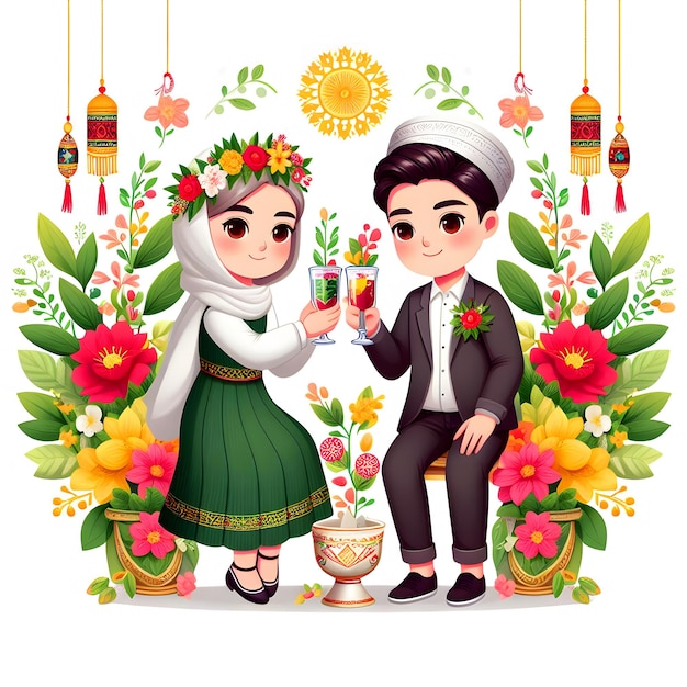 Feliz Nowruz celebrado en los deseos de la pareja