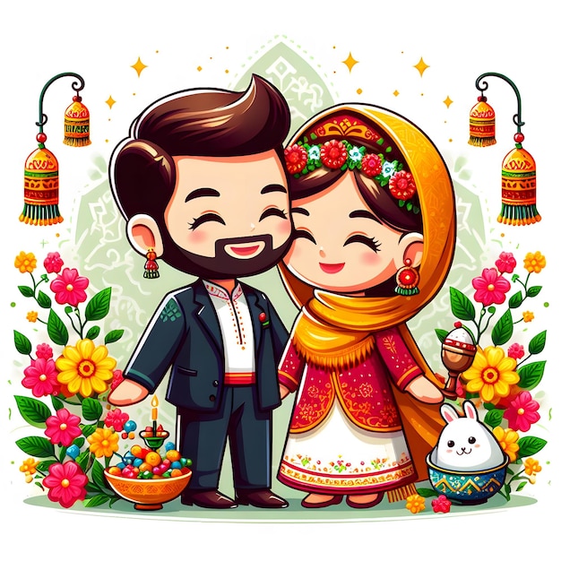 Feliz Nowruz celebrado en pareja Deseos Feliz Año Nuevo Persa