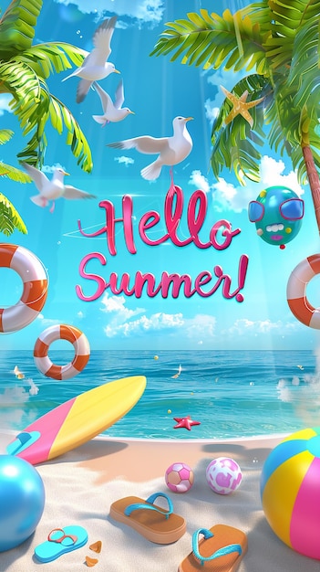 feliz olá ilustração de verão
