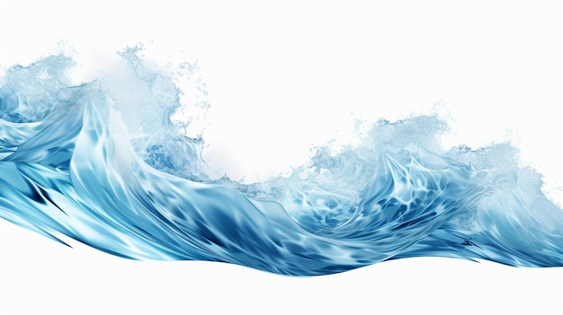 Feliz onda de água do oceano, respingo de gota de água isolado no fundo branco do banner