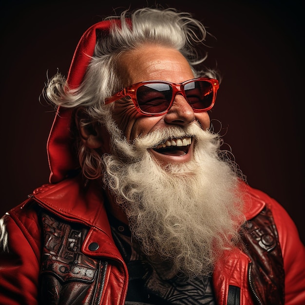 Feliz Papai Noel em fundo vermelho