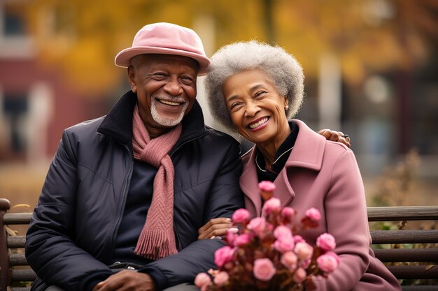 Una feliz pareja afro enamorada generada por la IA.