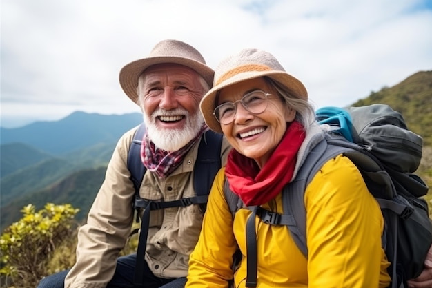 Foto una feliz pareja de ancianos viajando