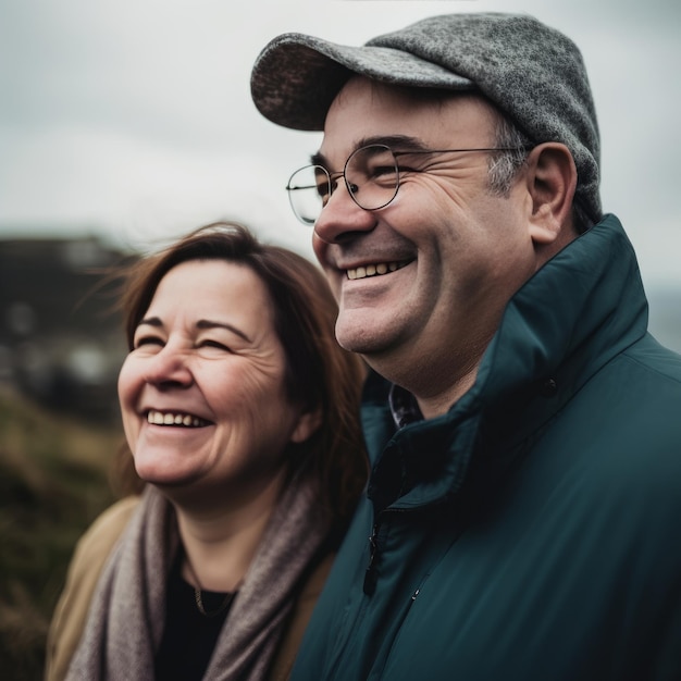 Foto feliz pareja casada de mediana edad al aire libre