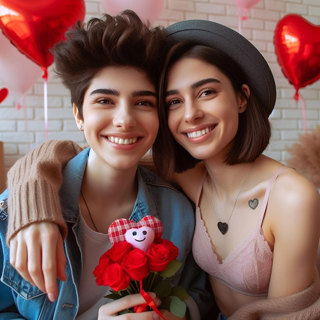 Feliz pareja del día de San Valentín