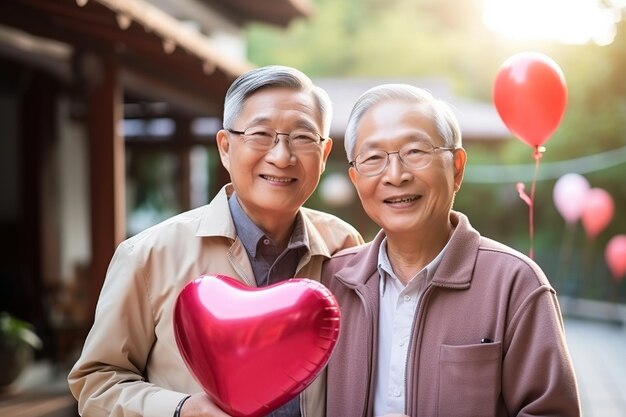 Una feliz pareja gay asiática enamorada generada por IA