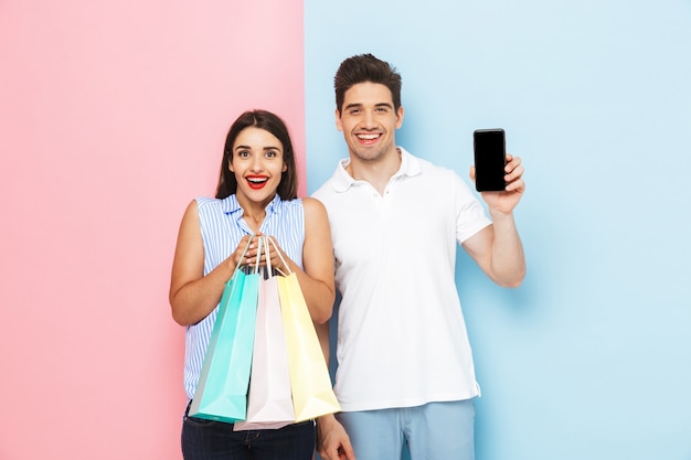 Feliz, pareja joven, posición, aislado