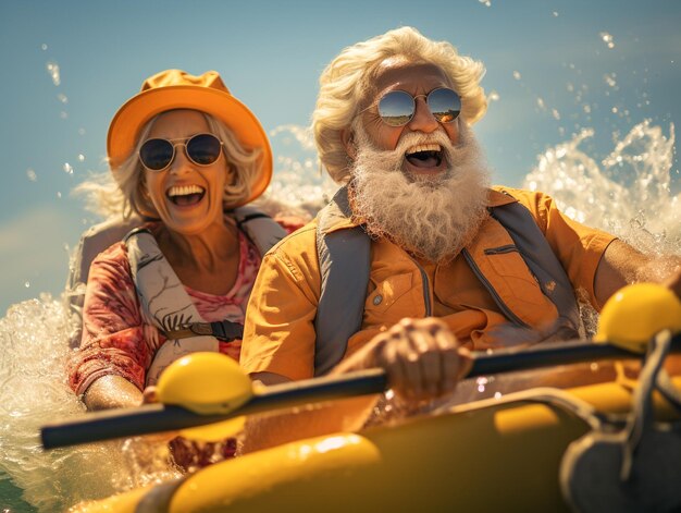 Feliz pareja de jubilados en vacaciones de verano