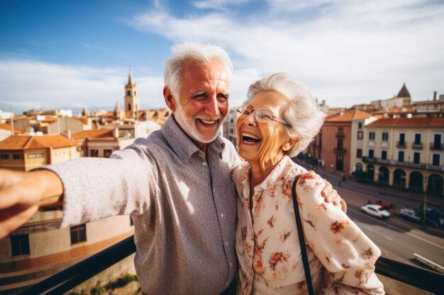 Foto la feliz pareja más vieja de la calle.