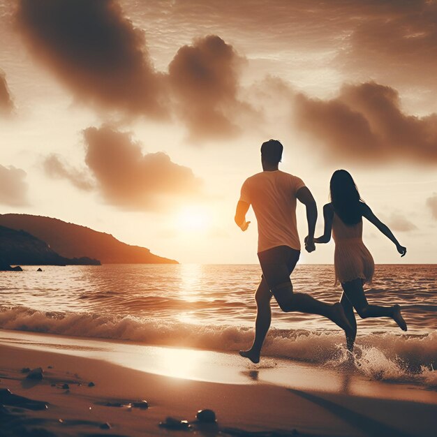 La feliz pareja de la playa