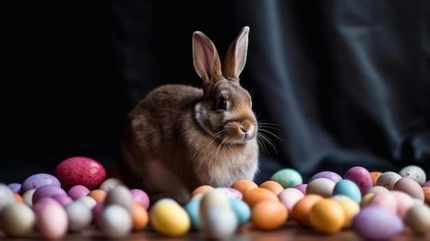 Feliz Páscoa com coelhinho da Páscoa e ovo Generative ai