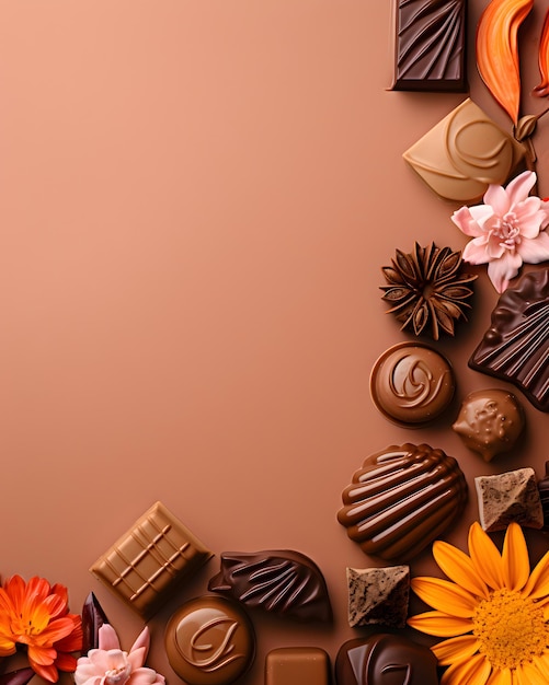 Feliz Páscoa deliciosos chocolates de fundo