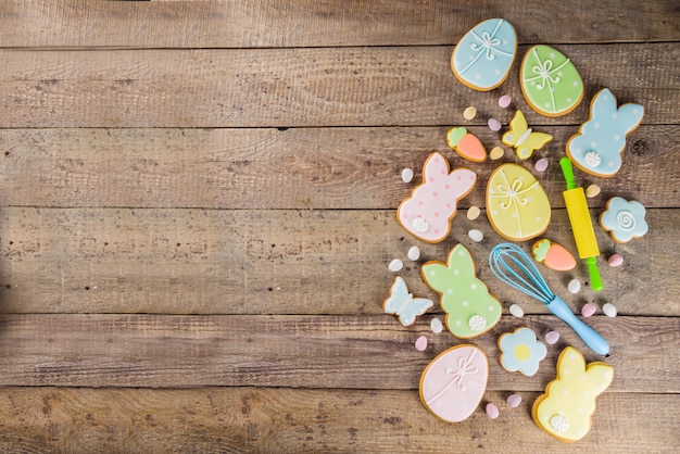 Feliz Páscoa fundo com cookies