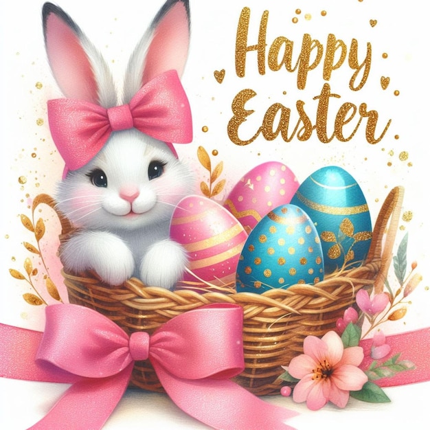 Feliz Páscoa ilustração de coelho bonito