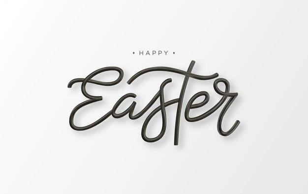 Feliz Páscoa letras 3d inscrição decoração de caligrafia de Páscoa Vector