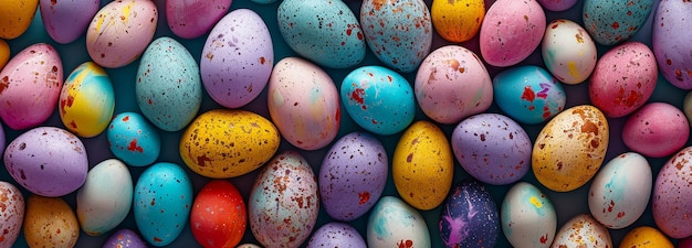 Feliz Páscoa Ovos de Páscoa coloridos com fundo pastel