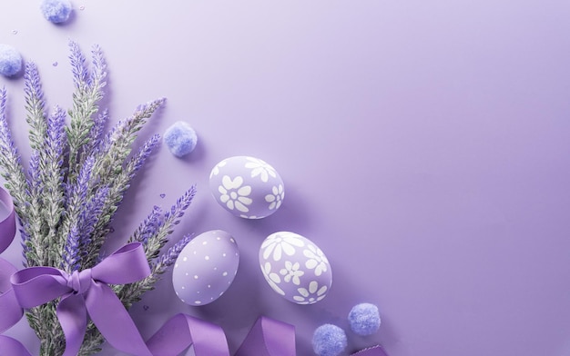 Feliz páscoa Ovos de Páscoa coloridos em fundo pastel Conceito de decoração para saudações e presentes no Dia da Páscoa celebram o tempo