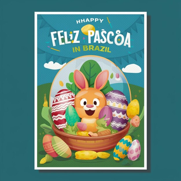 Feliz Páscoa Ovos de Páscoa em fundo branco transparente Texto Feliz Pàscoa em espanhol Feliz Pascoa