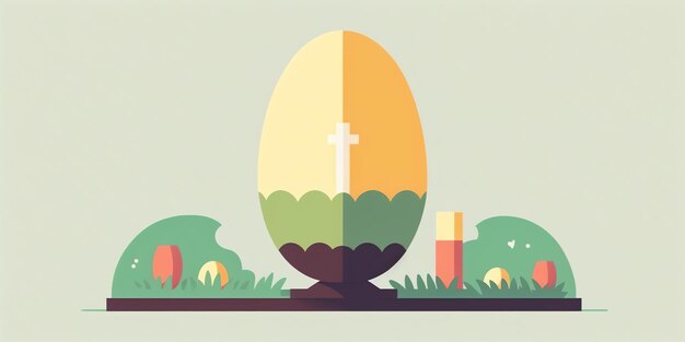 Feliz Pascua banner pascua domingo conejito huevo ilustración moderna