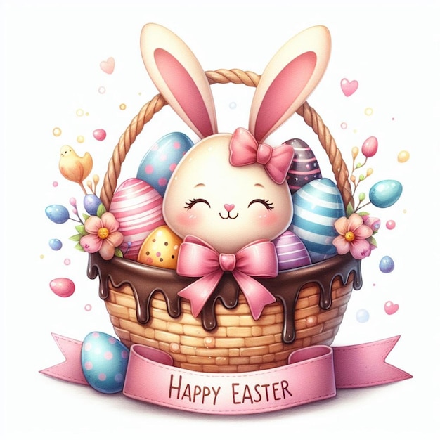 Feliz Pascua con la ilustración del conejo lindo