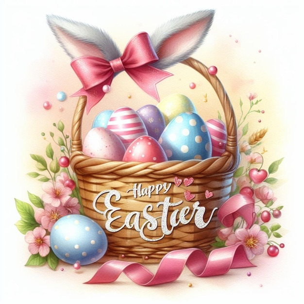 Feliz Pascua con la ilustración del conejo lindo