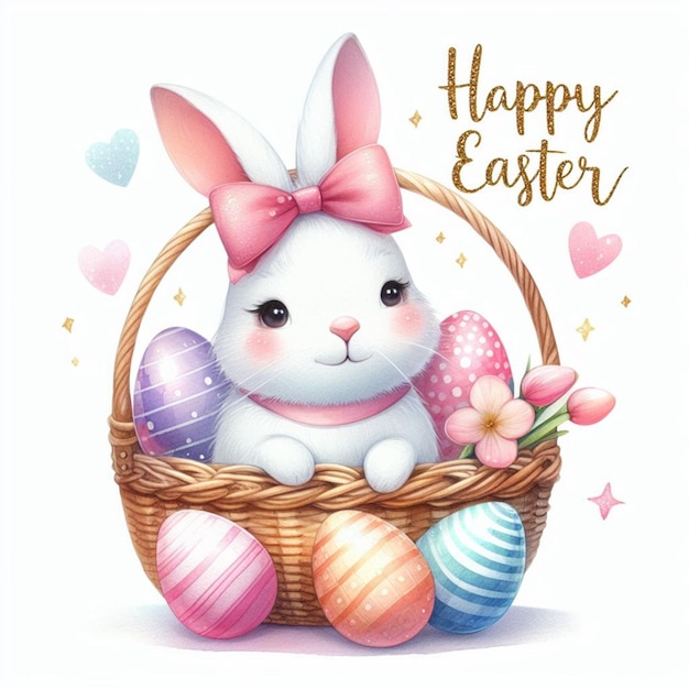 Feliz Pascua con la ilustración del conejo lindo