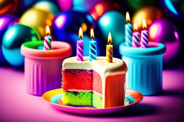 Feliz pastel de cumpleaños y velas