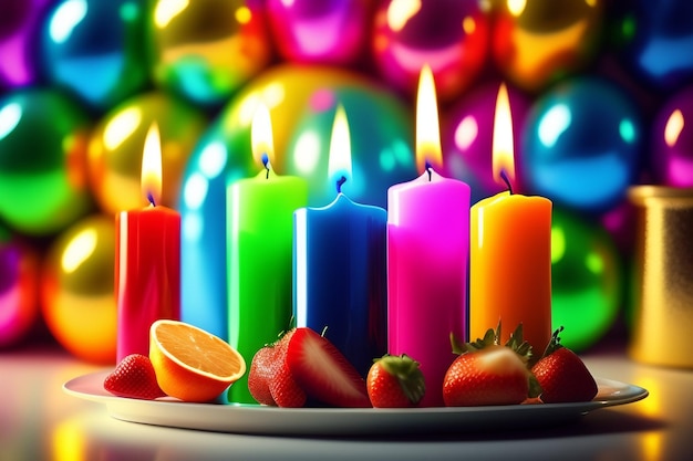 Feliz pastel de cumpleaños y velas