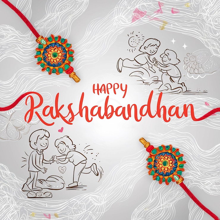Feliz Rakshabandhan en un fondo blanco