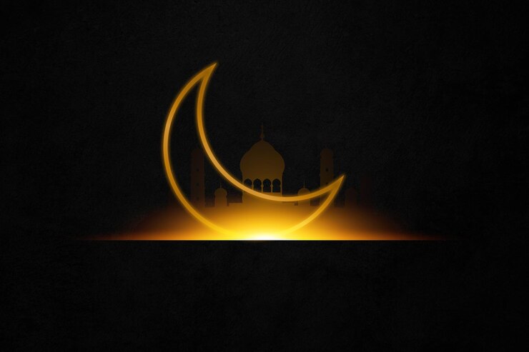 Foto feliz ramadã feliz eid ramadã saudação lua islâmica design islâmico e ideia de convite para o ramadã