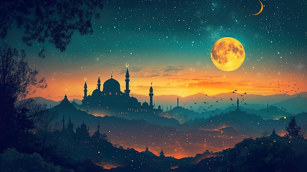 Feliz Ramadão Feliz Eid Ramadão Eid Islâmico Lua Islâmico Design e Ramadão Mubarak Banner