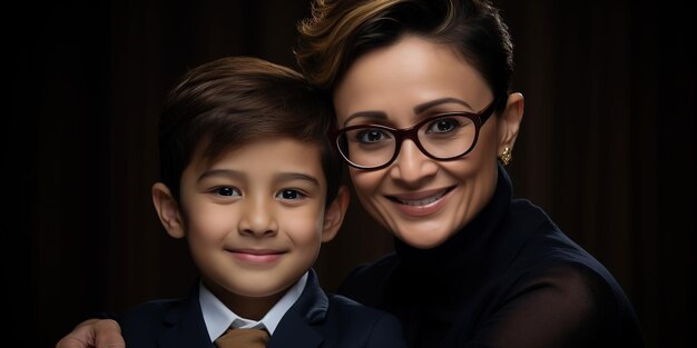 Feliz retrato de madre e hijo Concepto de amor y unidad de los padres