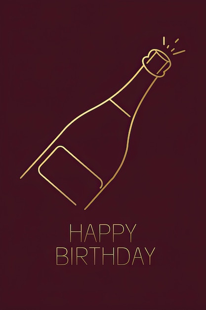 Feliz tarjeta de cumpleaños con botella de vino