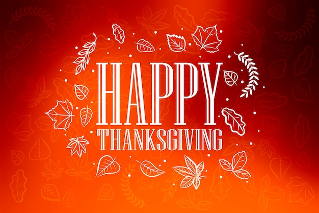 Feliz tarjeta de felicitación de Acción de Gracias con texto dibujado a mano de cerca