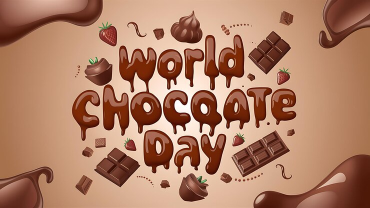 Foto feliz tarjeta de felicitación del día del chocolate para el 7 de julio letra de mano para cartelera cartelera etiqueta adhesiva